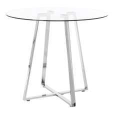Metairie Round Clear Glass Top Dining Table With Chrome Base - UK