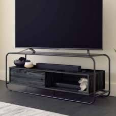 Manawa Black Glass TV Stand With Misted Elm Frame - UK