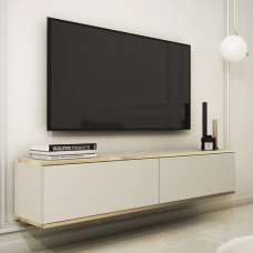 Mexico Floating Wooden TV Stand With 2 Doors In Beige - UK