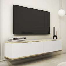 Mexico Floating Wooden TV Stand With 2 Doors In White - UK