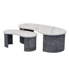 Mezira Wooden Nesting Coffee Table in White and Grey - UK