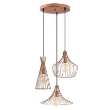 Mezop 3 Light Metal Cluster Ceiling Pendant Light in Copper - UK