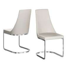 Miami Cream Faux Leather Dining Chairs In Pair - UK