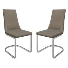 Miami Taupe Faux Leather Dining Chairs In Pair - UK