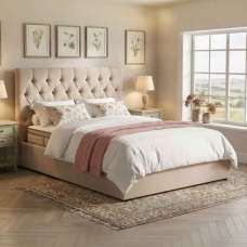 Middleton Fabric Ottoman Storage Double Bed In Stone - UK