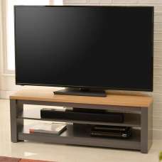 Midvale 1000mm Wooden TV Stand With 2 Shelves In Grey And Oak - UK