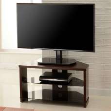 Midvale 1050mm Wooden Corner TV Stand With 2 Glass Shelves - Walnut - UK