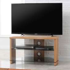 Midvale 800mm Wooden Corner TV Stand With 2 Glass Shelves - Oak - UK