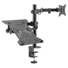 Midvale Single Arm Steel Desk Mount Monitor Stand with Laptop Tray - Black - UK