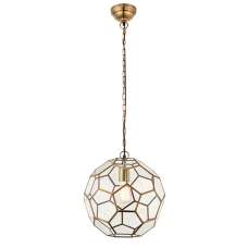 Miele Clear Glass Pendant Light In Antique Brass - UK