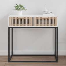 Mila Wooden Console Table With 2 Drawers In White - UK