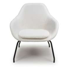 Milan Fabric Accent Chair With Black Metal Legs In Ivory - UK