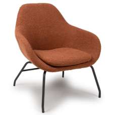 Milan Fabric Accent Chair With Black Metal Legs In Rust - UK