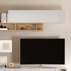 Milan High gloss Lift Up Flap Wall Shelf In White - UK