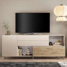 Milan Large Wooden TV Sideboard In Cashmere And Cadiz Oak - UK