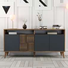 Milan Wooden Sideboard with 4 Doors in Walnut and Anthracite - UK