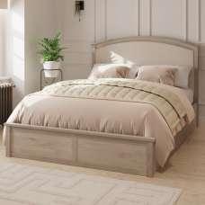 Millom Wooden Ottoman Storage Double Bed In Limed Oak - UK