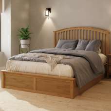 Millom Wooden Ottoman Storage Double Bed In Oak - UK
