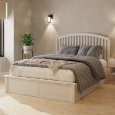 Millom Wooden Ottoman Storage King Size Bed In White - UK