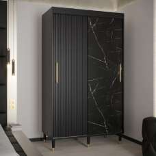Millwall 120cm Wooden Wardrobe With 2 Sliding Doors In Black - UK
