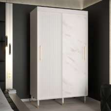 Millwall 120cm Wooden Wardrobe With 2 Sliding Doors In White - UK