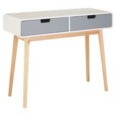 Milova Wooden Console Table With 2 Drawers In White And Grey - UK