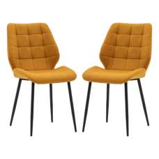 Minford Saffron Fabric Dining Chairs With Black Legs In Pair - UK