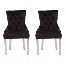 Mintaka Black Velvet Dining Chairs With Sledge Legs In A Pair - UK