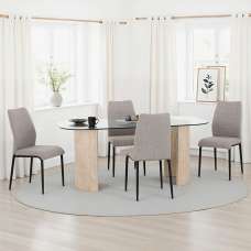 Mirano Clear Glass Top Dining Table With 4 Cary Grey Chairs - UK