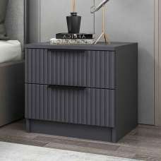 Mireva Wooden Bedside Cabinet With 2 Drawers in Anthracite - UK