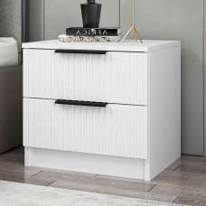 Mireva Wooden Bedside Cabinet With 2 Drawers in White - UK