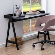 Misoka Wooden Rectangular Laptop Desk In Matt Black - UK
