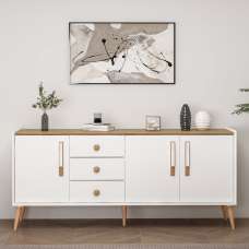 Mitra Wooden Sideboard with 3 Doors 3 Drawers in White - UK