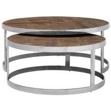 Mitrex Wooden Nest Of 2 Tables With Steel Frame In Natural - UK