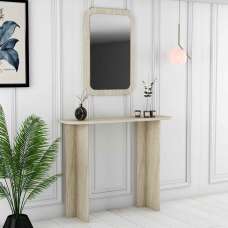 Modena Wooden Dressing Table with Mirror in Travertine Marble Effect - UK