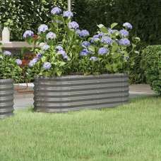 Modenza Oval 114 x 40 x 36cm Garden Galvanised Steel Planter in Grey - UK