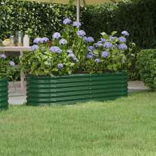 Modenza Oval 152 x 40 x 36cm Garden Galvanised Steel Planter in Green - UK
