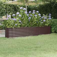 Modenza Oval 224 x 40 x 36cm Garden Galvanised Steel Planter in Brown - UK