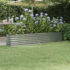 Modenza Oval 224 x 40 x 36cm Garden Galvanised Steel Planter in Silver - UK