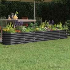 Modenza Oval 260 x 40 x 36cm Garden Galvanised Steel Planter in Anthracite - UK