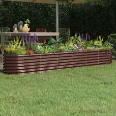 Modenza Oval 260 x 40 x 36cm Garden Galvanised Steel Planter in Brown - UK
