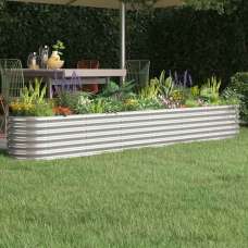 Modenza Oval 260 x 40 x 36cm Garden Galvanised Steel Planter in Silver - UK