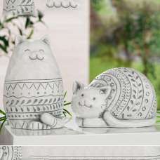 Moline Ceramics Cat Modelo Sculpture Large In Grey - UK