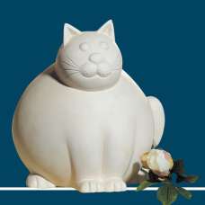Moline Ceramics Cat Molli Sculpture In Cream - UK