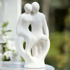 Moline Ceramics Couple Cordial Backing Sculpture In White - UK