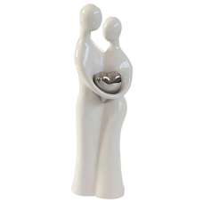 Moline Ceramics Couple Sculpture Large In White And Silver - UK