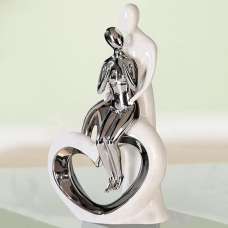 Moline Ceramics Romance Sculpture In Silver And White - UK
