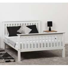 Merlin Wooden High Foot End Small Double Bed In White - UK