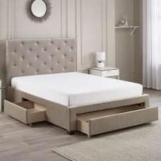 Monet Fabric King Size Bed With Drawers In Mink - UK