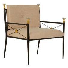 Monora Fabric Accent Chair With Black Metal Frame - UK